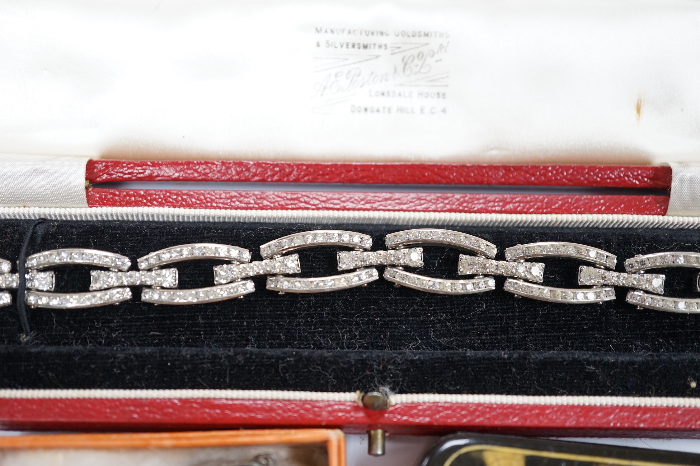 A group of assorted antique and later jewellery, including costume, paste set bracelet, gold plated albert, cameo shell brooch, micro mosaic brooch, silver and enamelled butterfly brooch, etc.